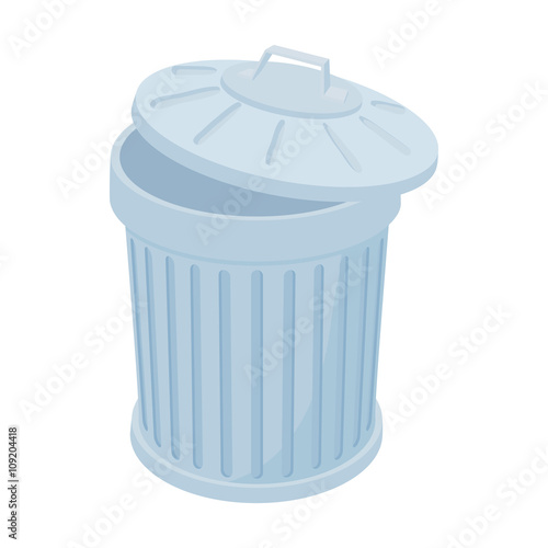 Grey trash can icon, cartoon style 