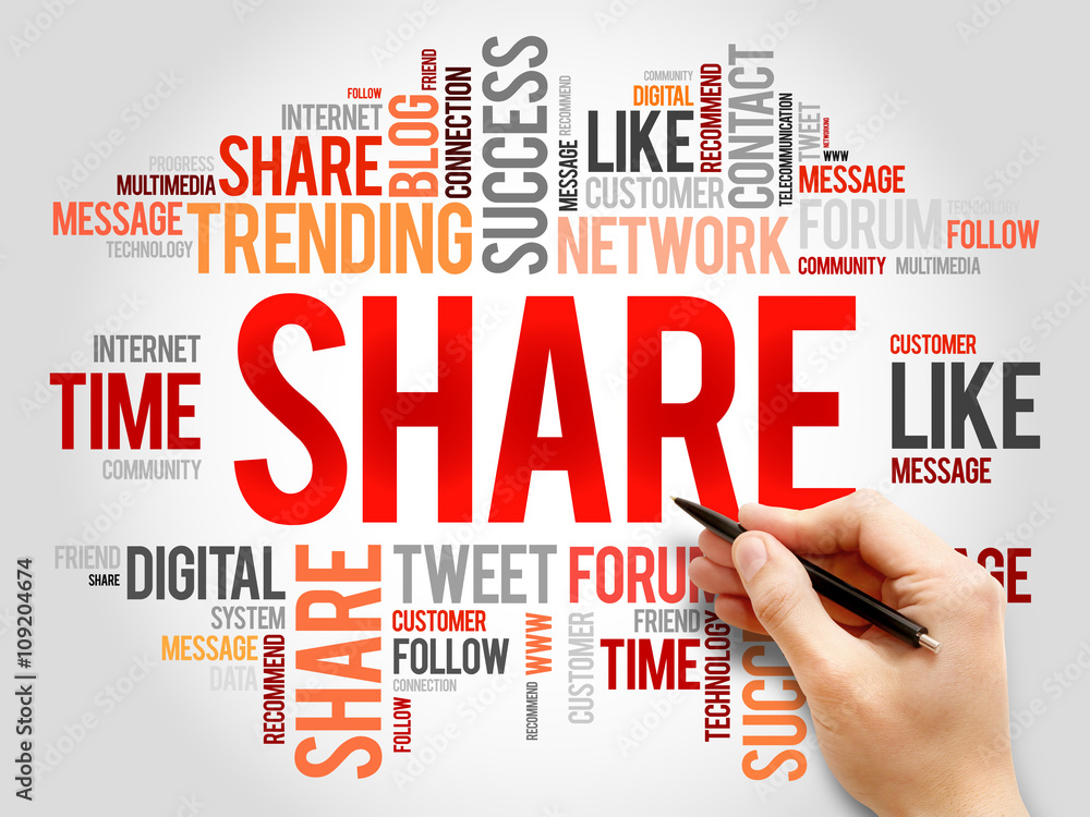 Share word cloud, business concept Share word cloud, business concept
