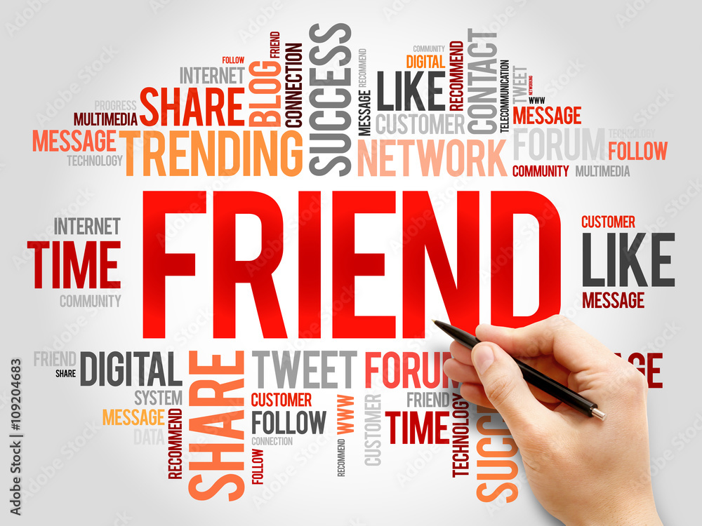 Friend word cloud, business concept Friend word cloud, business concept