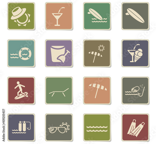 beach icon set