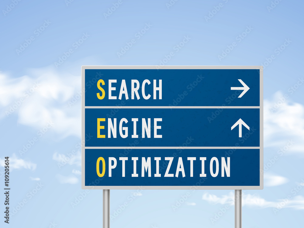 Fototapeta premium 3d illustration search engine optimization road sign