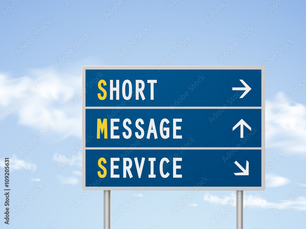 Fototapeta premium 3d illustration short message service road sign