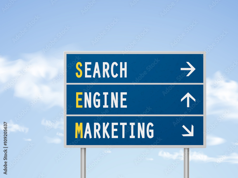 Fototapeta premium 3d illustration search engine marketing road sign