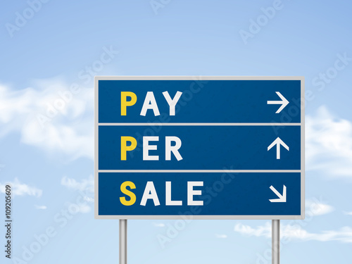 3d illustration pay per sale road sign