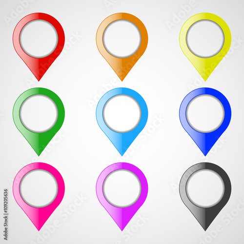 Set of colored map pointers