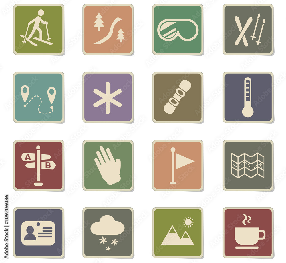 skiing icon set skiing icon set