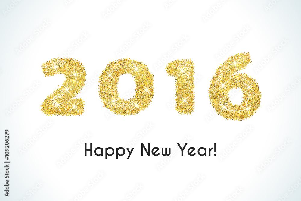Happy New Year 2016 golden greeting card made in elegant style Happy New Year 2016 golden greeting card made in elegant style
