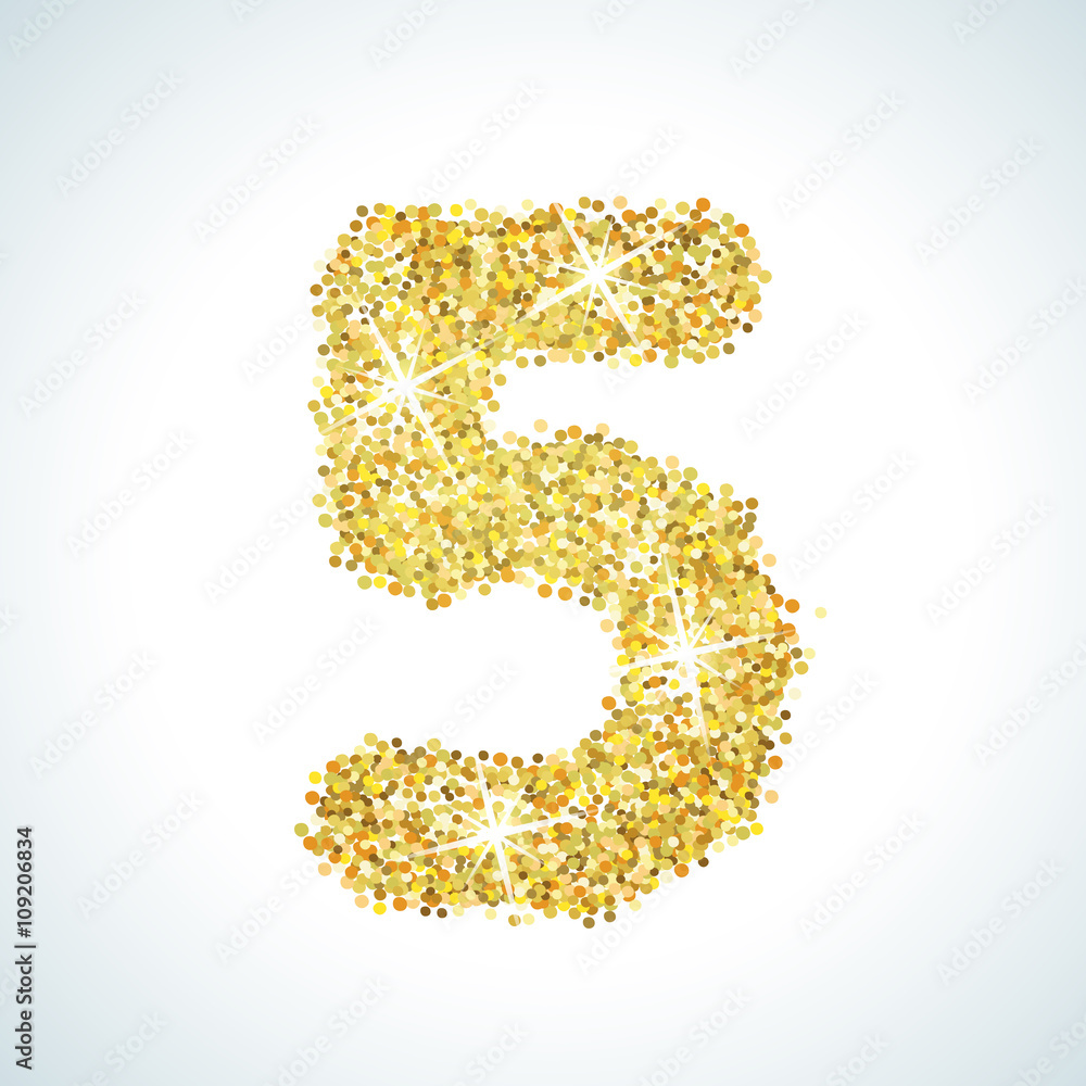Five number in golden style. illustration gold design Five number in golden style. illustration gold design