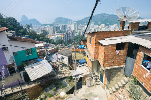 Colorful painted buildings of the Favela Santa Marta Community in Rio de Janeiro Brazil photo