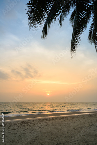 Sunset with Palm trees silhouette in Chang island or Koh Chang,