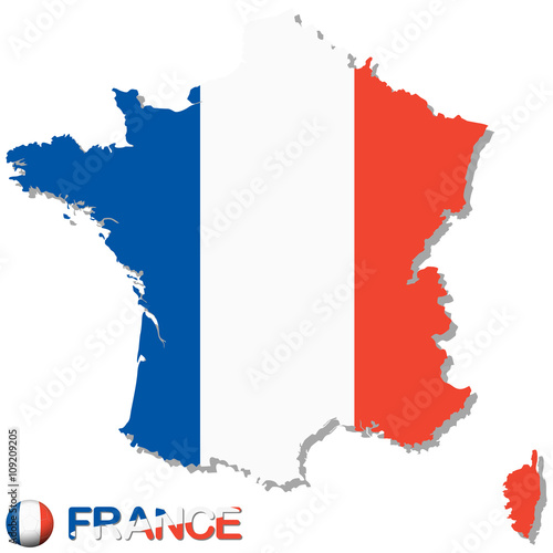 silhouette of country france with national colors