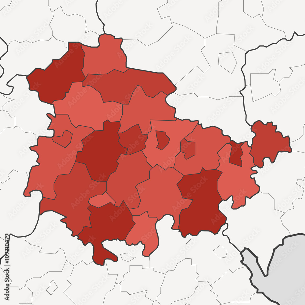 Map of Thuringia with neighboring federal states Map of Thuringia with neighboring federal states