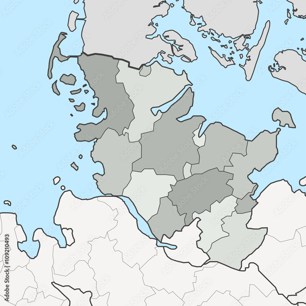 Fototapeta premium Map of Schleswig-Holstein with neighboring federal states