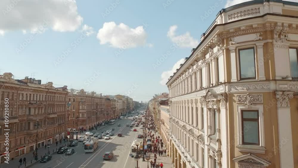 Aerial view of of European city centre street Aerial view of of European city centre street