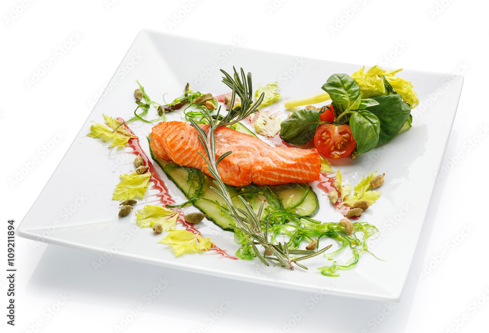 appetizing restaurant food on white background appetizing restaurant food on white background