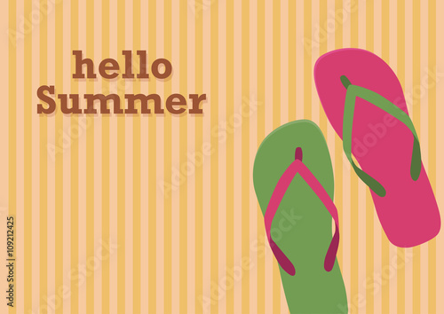 Vector abstract flip flops on the beach, summer concept