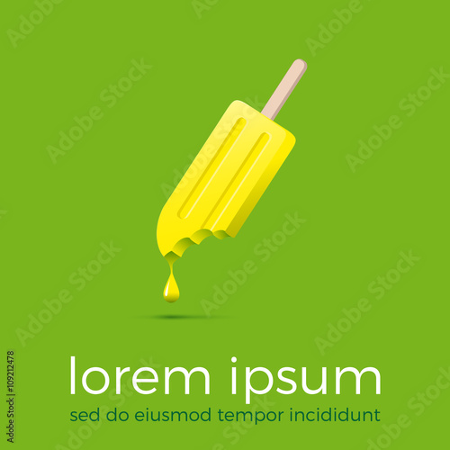 Vector abstract popsicle dripping, taste of lemon