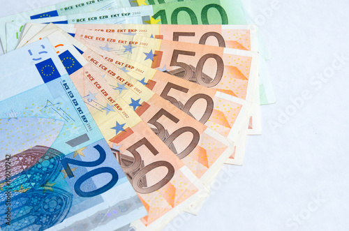 Stack of Euro banknotes isolated