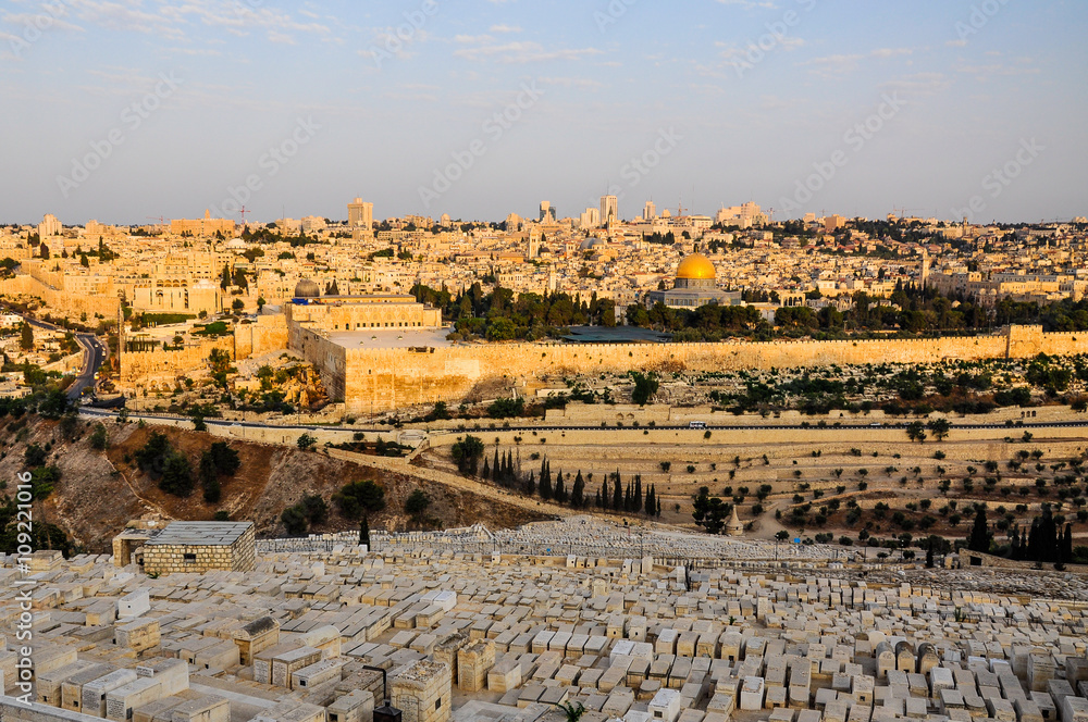 view over old city of Jerusalem and Mount of Olives, Israel/Pale