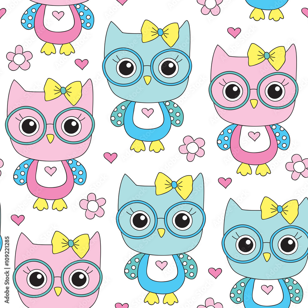 seamless cute owl with glasses pattern vector illustration seamless cute owl with glasses pattern vector illustration