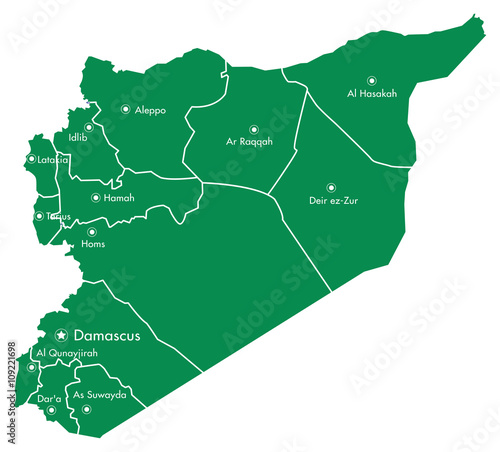 Syria Map with States and Cities