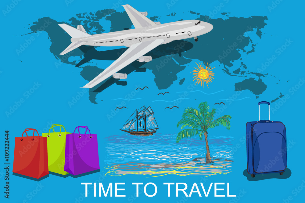 time to travel and vocation concept, vector illustration