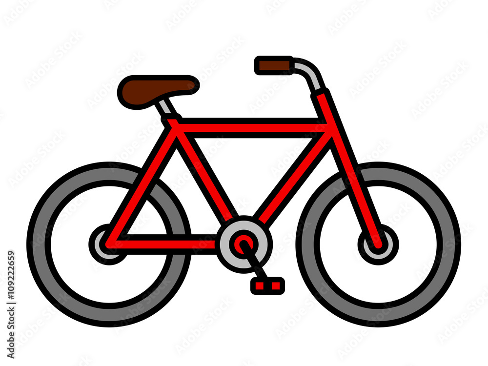 Colorful red cartoon bicycle outline drawing Stock Vector | Adobe Stock