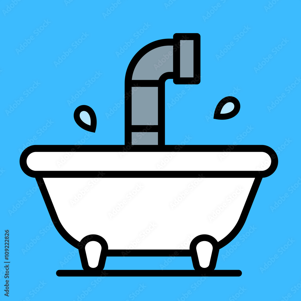 Conceptual cartoon bathtub with a periscope Stock-vektor | Adobe Stock