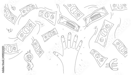 Concept Doodle Illustration of Loosing and Hand