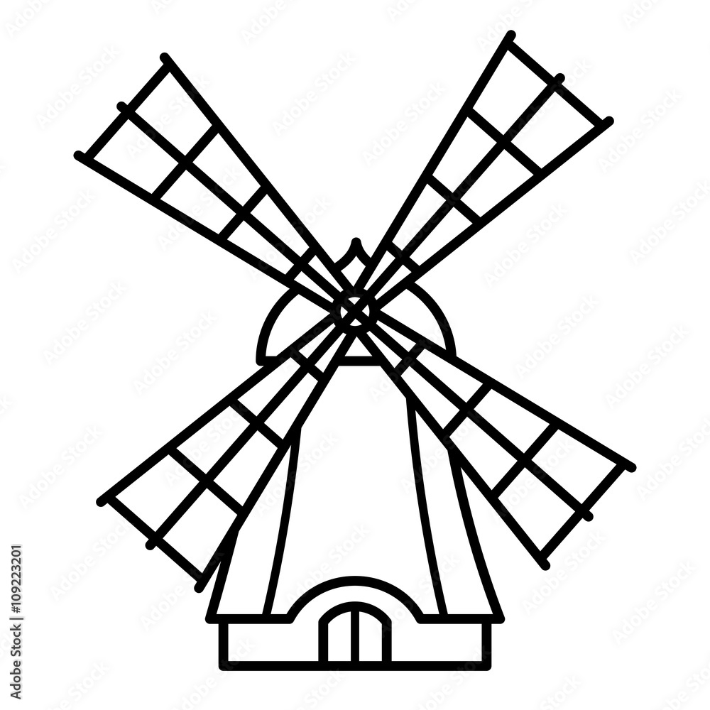 Cartoon windmill outline icon Cartoon windmill outline icon