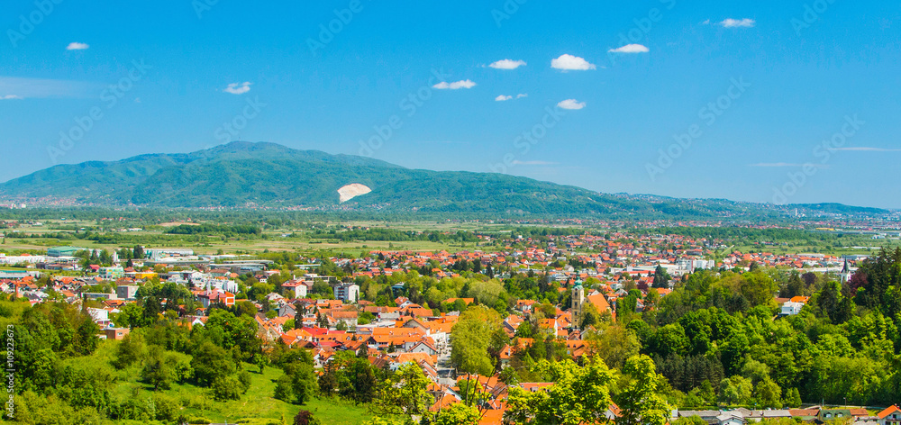 Panoramic view of the center of town of Samobor, northern Croatia