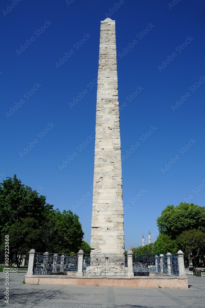 Serpentine Column and Walled Obelisk in blue mosque sguare, Istanbul Turkey