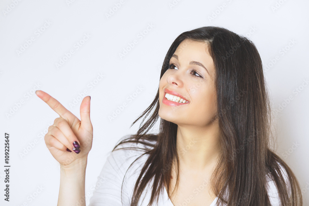 Beautiful woman smiling. Young Female touching Her Skin. Portrait on White Background. Perfect Skin. Beauty Face. Beautiful woman smiling. Young Female touching Her Skin. Portrait on White Background. Perfect Skin. Beauty Face.