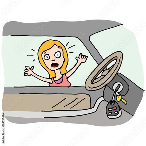 Woman locks her keys in car