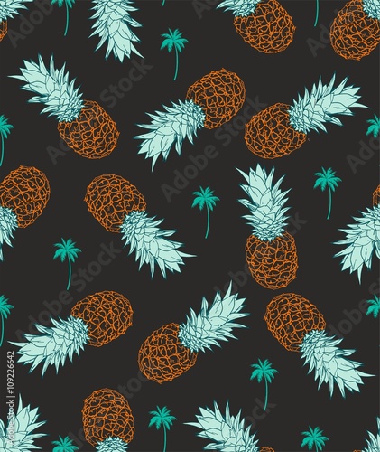  Pineapple seamless Pattern