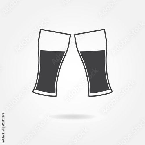 Two glasses isolated on white background. Cheers icon or sign. Vector illustration.