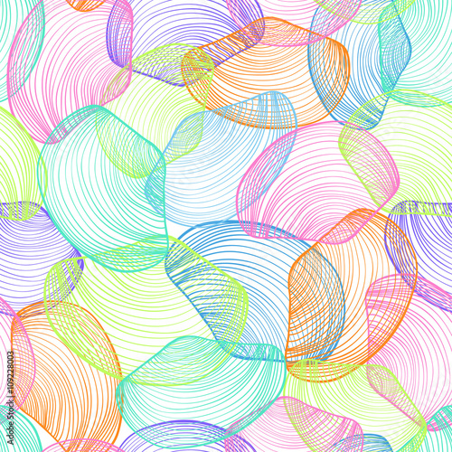 Abstract Seamless Pattern Of Colorful Seashells.