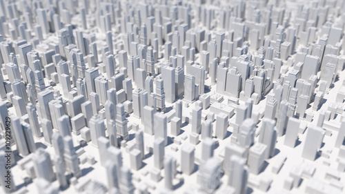 abstract city 3d rendering background with depth of field macro effect