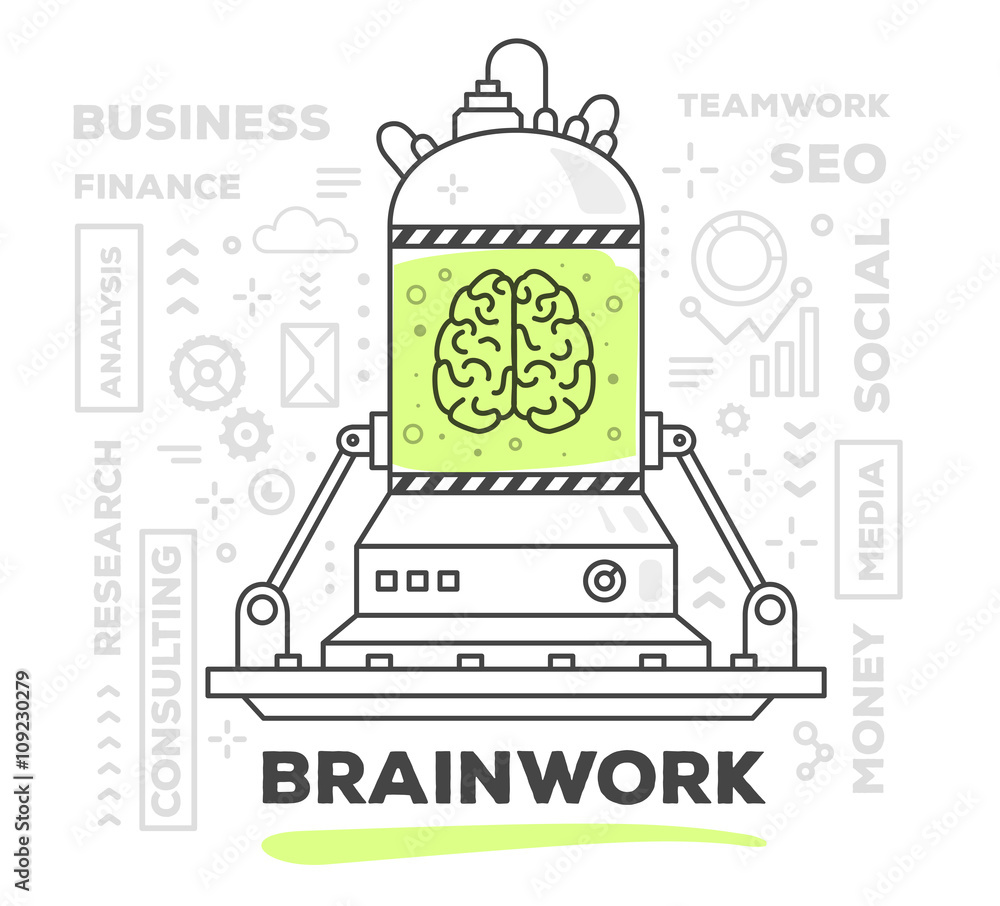 Naklejka premium Vector illustration of creative professional mechanism of brainw