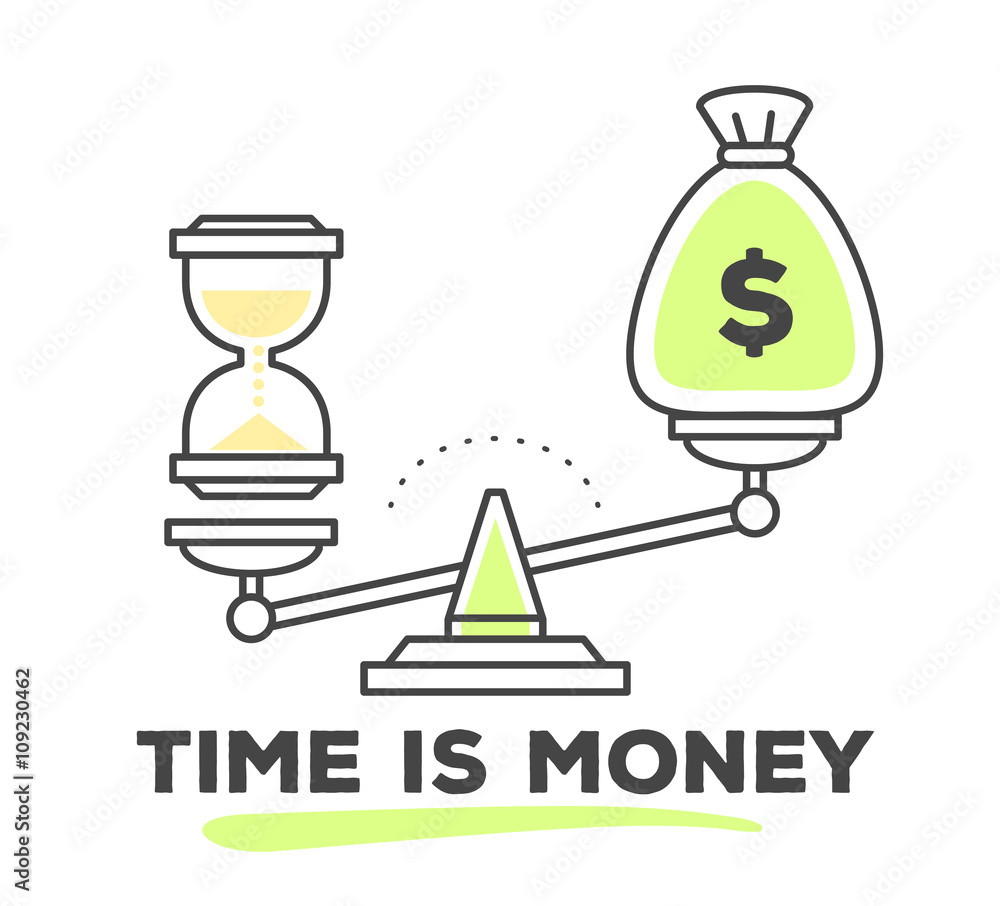 Fototapeta premium Vector illustration of mechanism to compare value of money and t