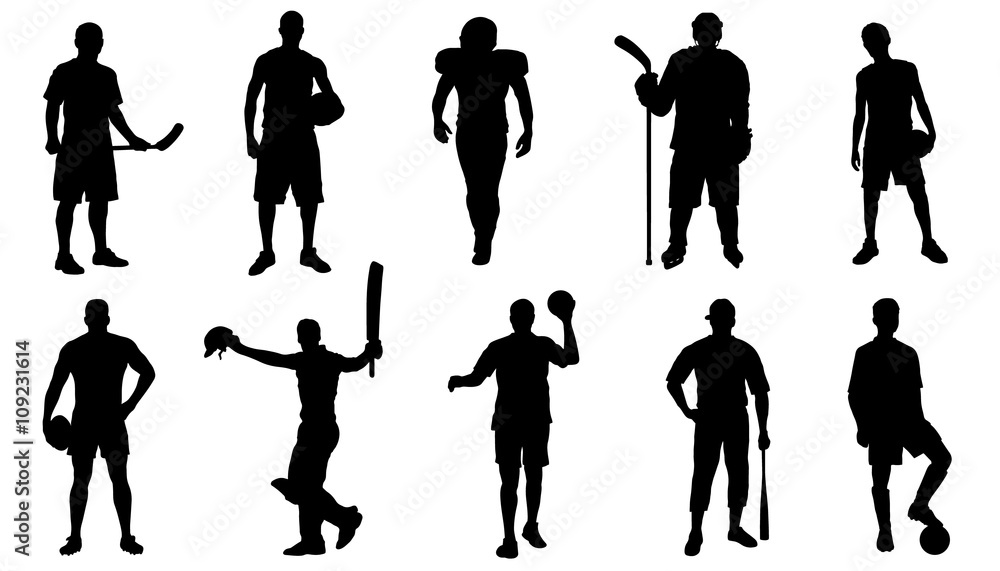 team sports standing silhouettes team sports standing silhouettes