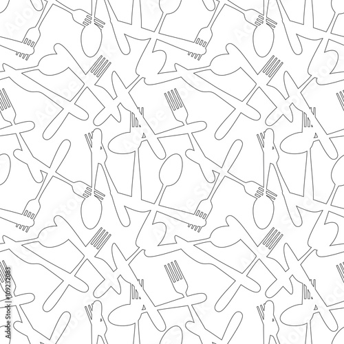 Seamless Cutlery Silverware Pattern Outline Series