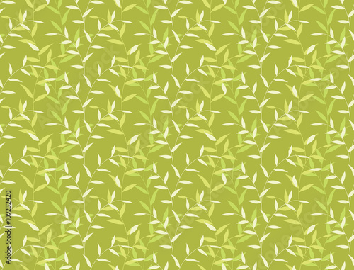 Seamless Leaves And Curly Branch Floral Pattern
