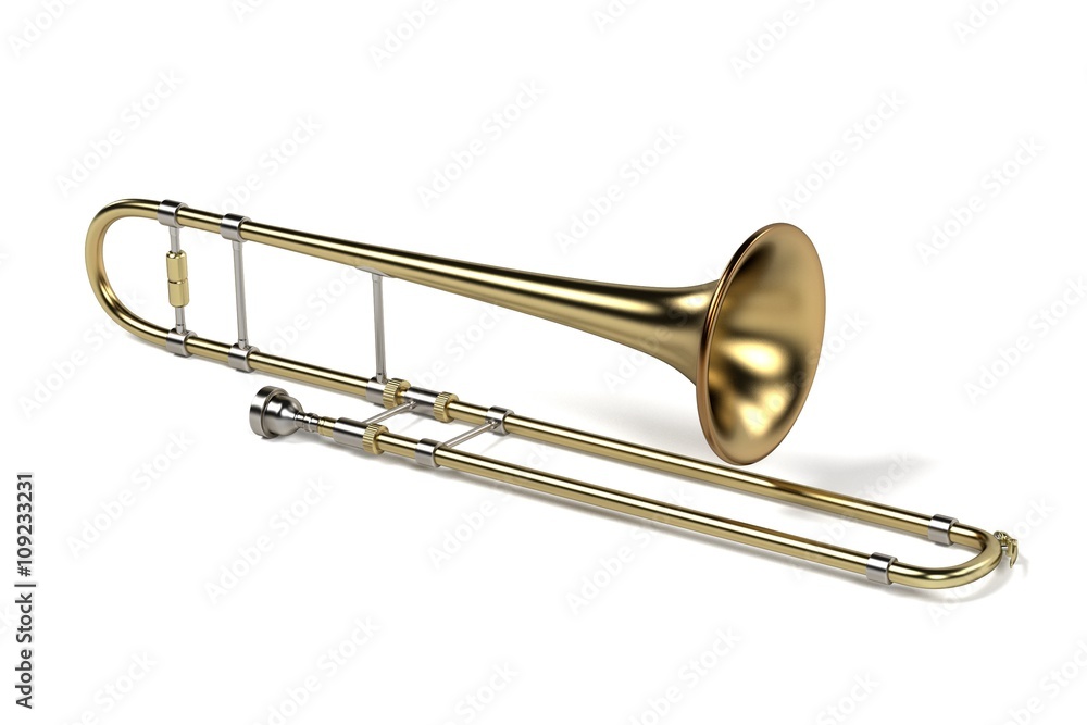 3d rendering of trombone musical instrument 3d rendering of trombone musical instrument