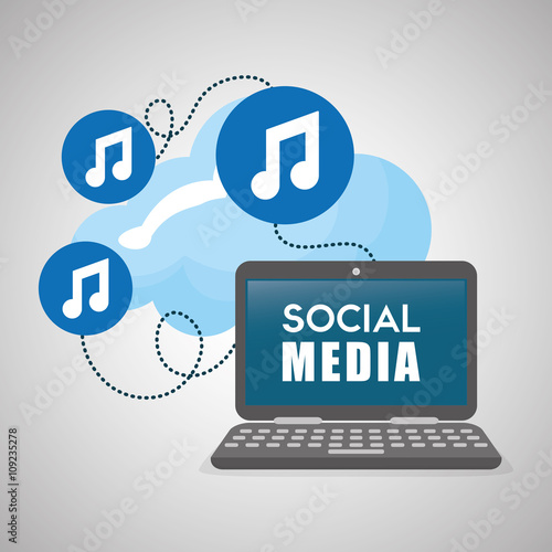 Social media design. laptop icon. networking concept