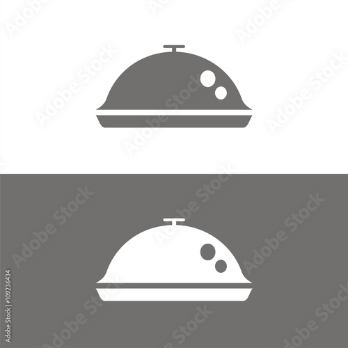Icono de comida caliente sobre fondos blanco y negro. Ilustración vectorial