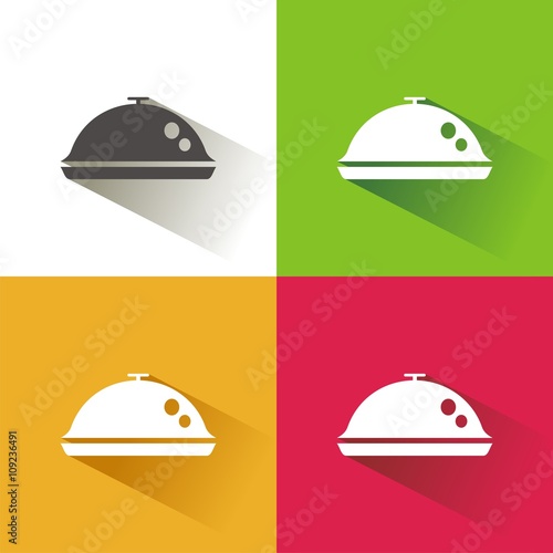 Icono de comida caliente sobre fondos de colores. Ilustración vectorial