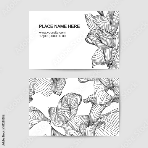 visit card template with calla lily for florist salon Fototapeta
