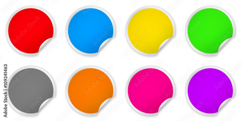 Set of colored round stickers