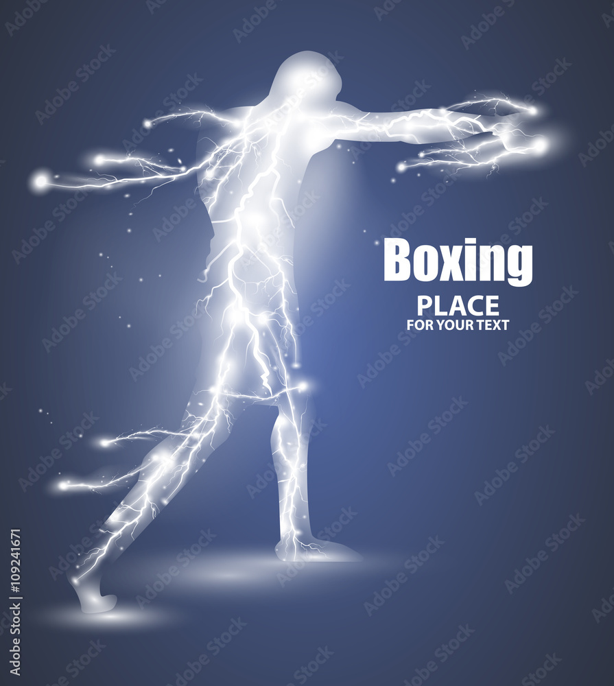 Abstract boxing from dot, flying lightning, vector